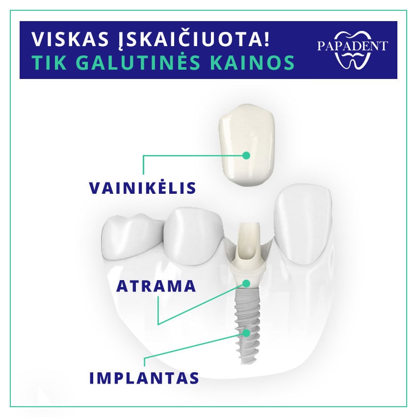 Implantas su cirkonio vainikėliu